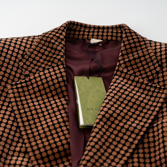 size 48 M - Gucci Polka Dot Print Blazer Brown Suit Jacket - Picture 7 of 10